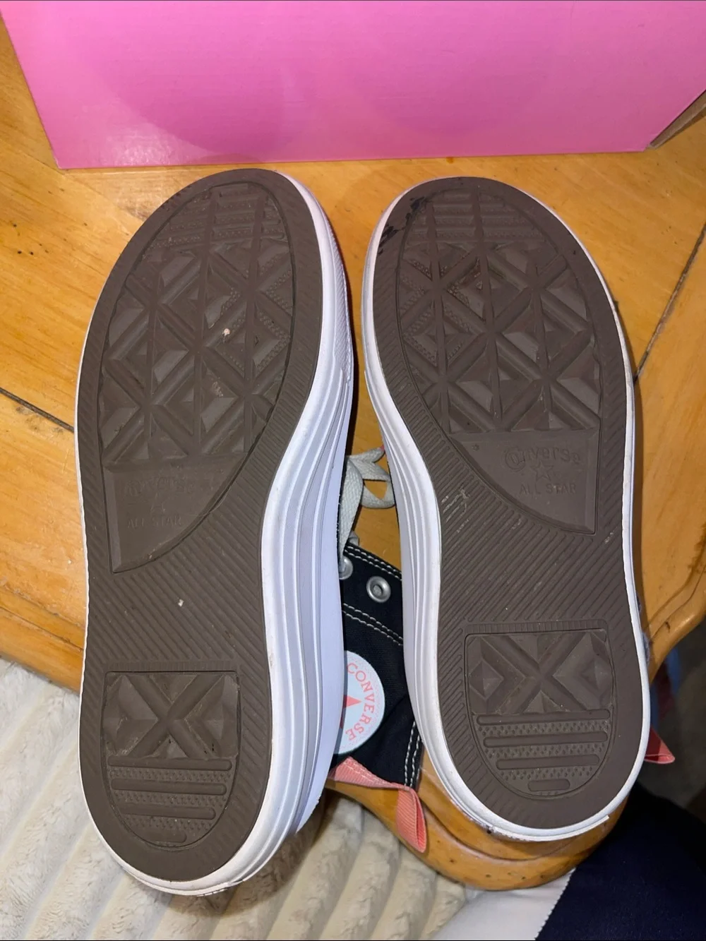 Converse Black High Top Platform Sneakers with Pink Heel Tab
